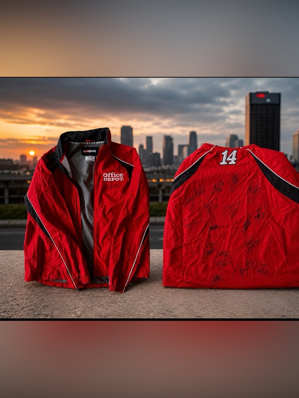 Vintage NASCAR Office Depot Racing Jacket – Multi Signed / Autographed